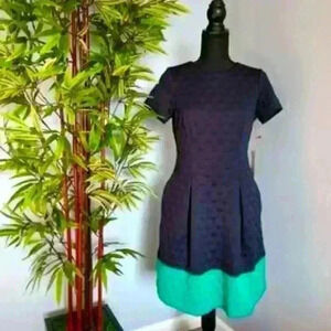 Color-block Navy and Green Dress